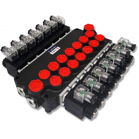 ROZDZIELACZ HYDRAULICZNY ELEKTRYCZNY 7 SEKCYJNY 80L 24V